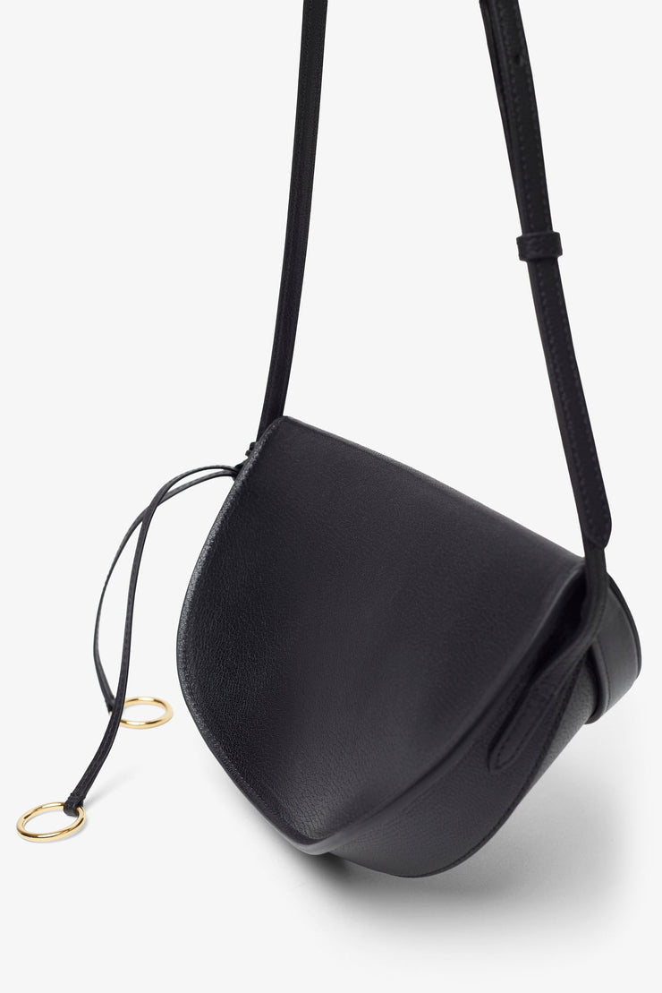 Hip east west black leather bag