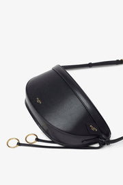 Hip east west black leather bag