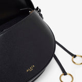 Hip east west black leather bag