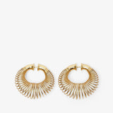 Gold hoop earrings on a white background