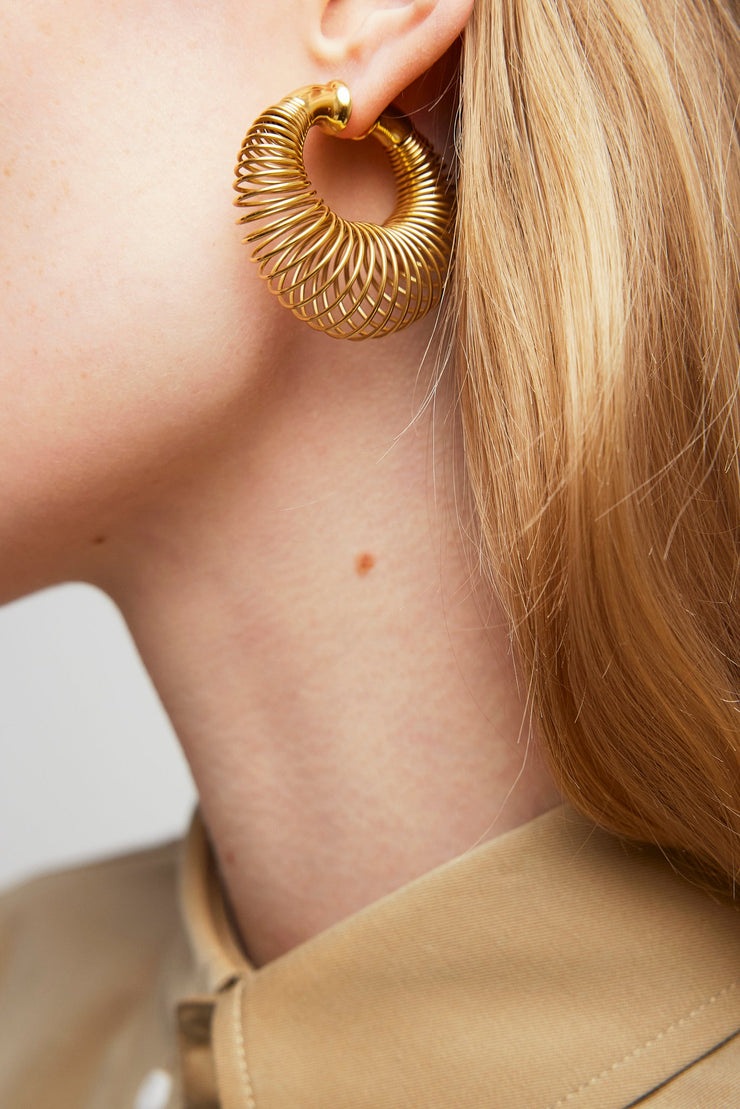 Spiral Hoops small gold earrings