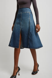 Denim slit skirt