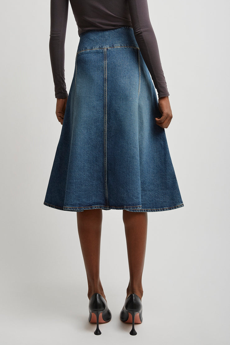 Denim slit skirt