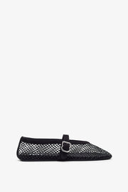 Black mesh suede ballet flats