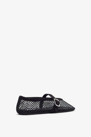 Black mesh suede ballet flats