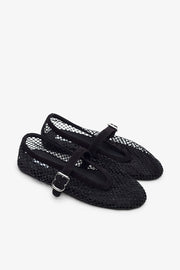 Black mesh suede ballet flats