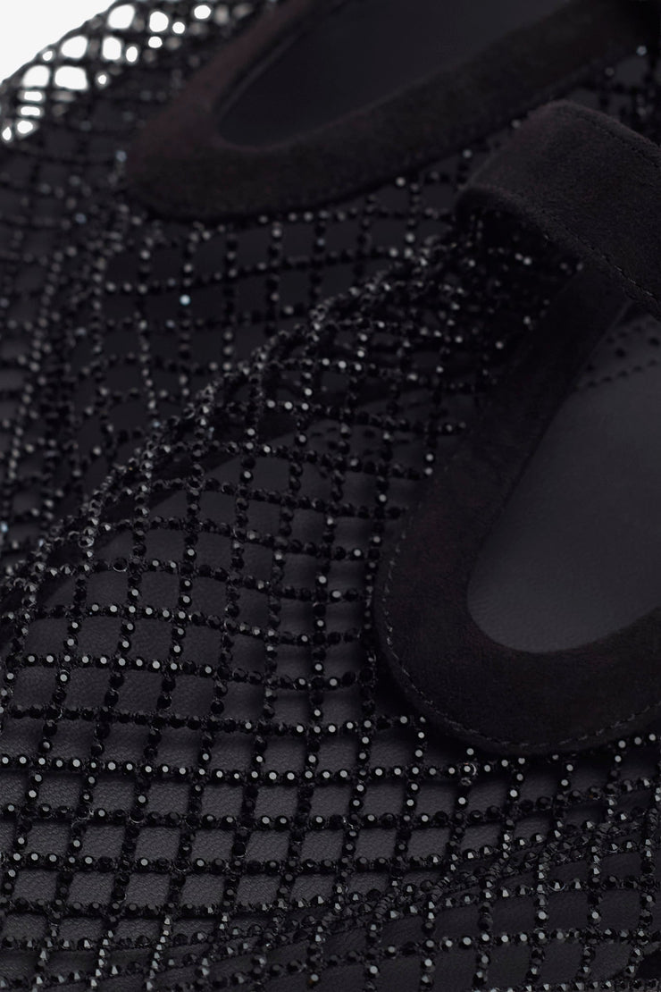 Black mesh suede ballet flats