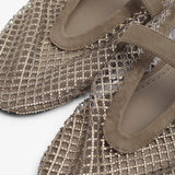 Silver mesh suede ballet flats