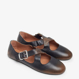Criss cross brown ballet flats