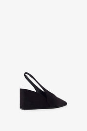 Black 90 suede slingback wedges