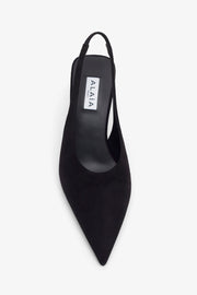 Black 90 suede slingback wedges