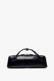 Le Teckel black shiny python clutch