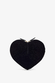 Le Coeur black shearling crossbody bag