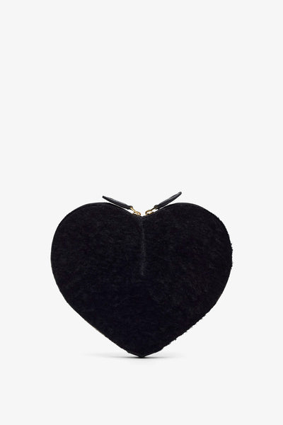 Le Coeur black shearling crossbody bag
