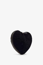 Le Coeur black shearling crossbody bag