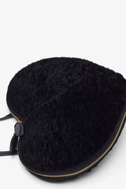 Le Coeur black shearling crossbody bag