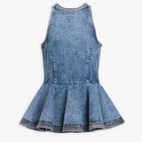 Blue denim peplum top