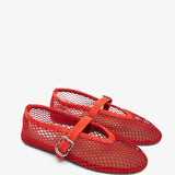 Orange mesh ballet flats