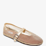 Platinum metallic mesh ballet flats