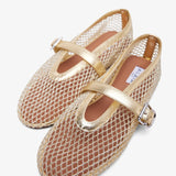 Platinum metallic mesh ballet flats