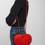 Le Coeur orange suede crossbody bag