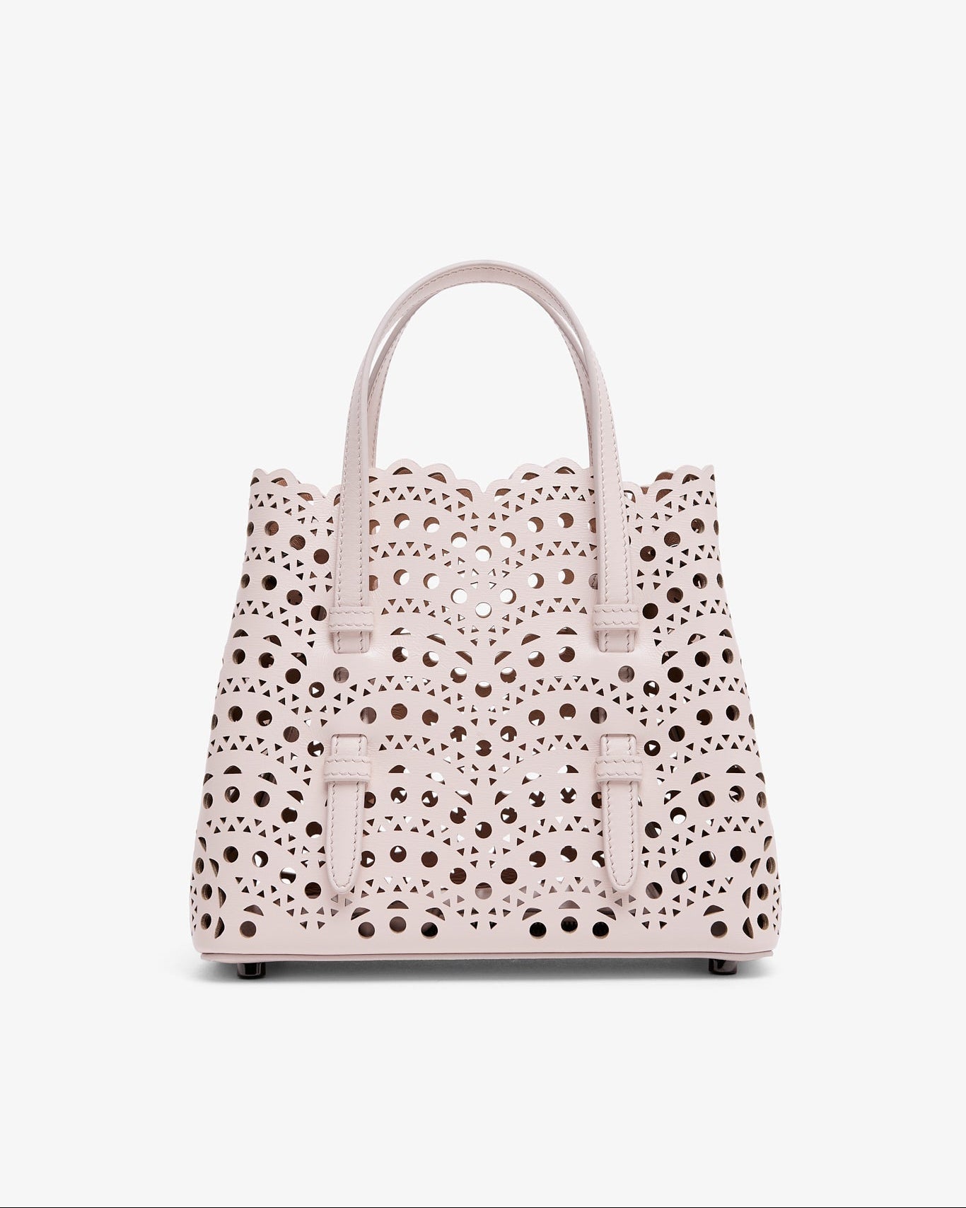 Handbag with a polka dot pattern on a white background