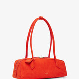 Le Teckel Medium orange suede bag