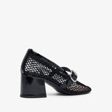 Patent black mesh 55 pumps