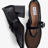 Patent black mesh 55 pumps