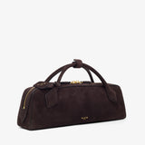 Le Teckel dark brown suede clutch