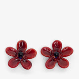 Bloom red glass earrings