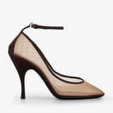 Transparent amber strappy pumps