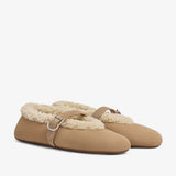 Camel merino shearling ballet flats