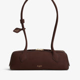 Le teckel small brown suede bag