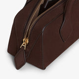 Le teckel small brown suede bag