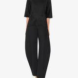 Black denim round jeans