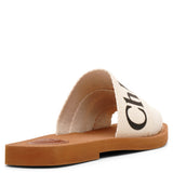 Woody white linen slide sandals