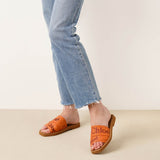 Woody orange linen slide sandals