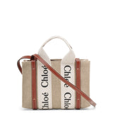 Woody mini white brown canvas bag