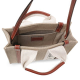 Woody mini white brown canvas bag
