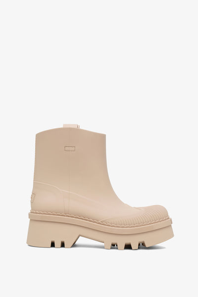 Raina beige rubber rain boots
