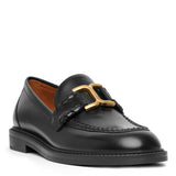 Marcie black leather loafers