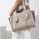 Mony medium beige canvas tote bag