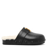 Marcie black shearling slides