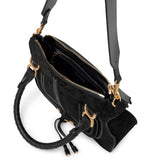 Marcie black suede shoulder bag