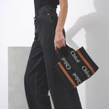 Woody small black canvas tote bag
