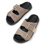 Rebecca dark beige suede flats