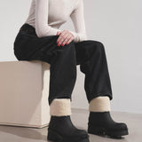Raina black fur rain boots