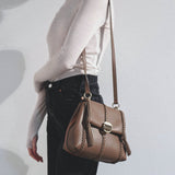 Penelope small taupe leather bag