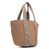 Woody braided grey raffia bag